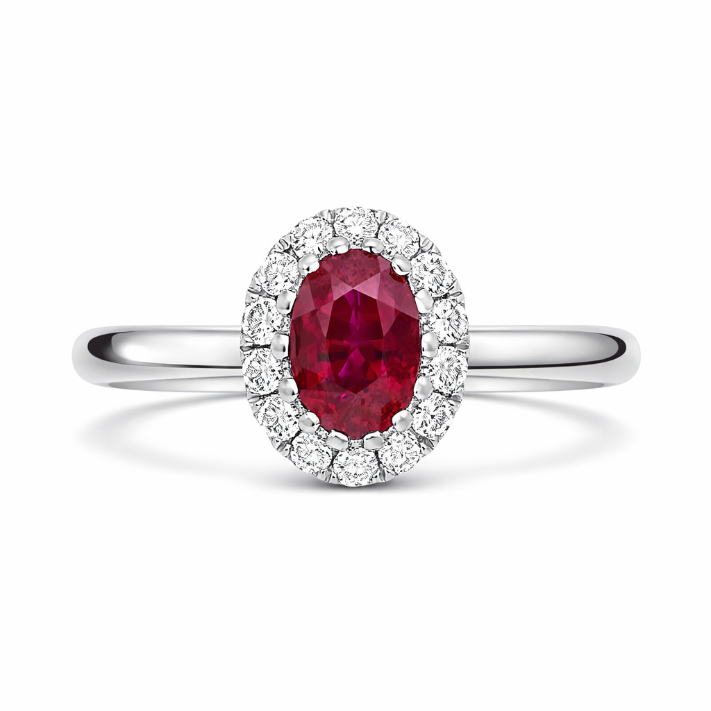 18ct White Gold 0.55ct Ruby Diamond Oval Ring DMN-1962 Image 2