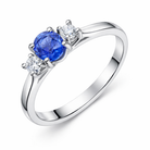 18ct White Gold 0.55ct Sapphire Diamond Oval Trilogy Ring DMN-2072 Image 1
