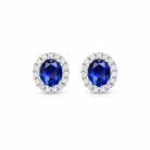 18ct White Gold 0.56ct Sapphire and Diamond Oval Cluster Earrings DMN-1520 Image 1