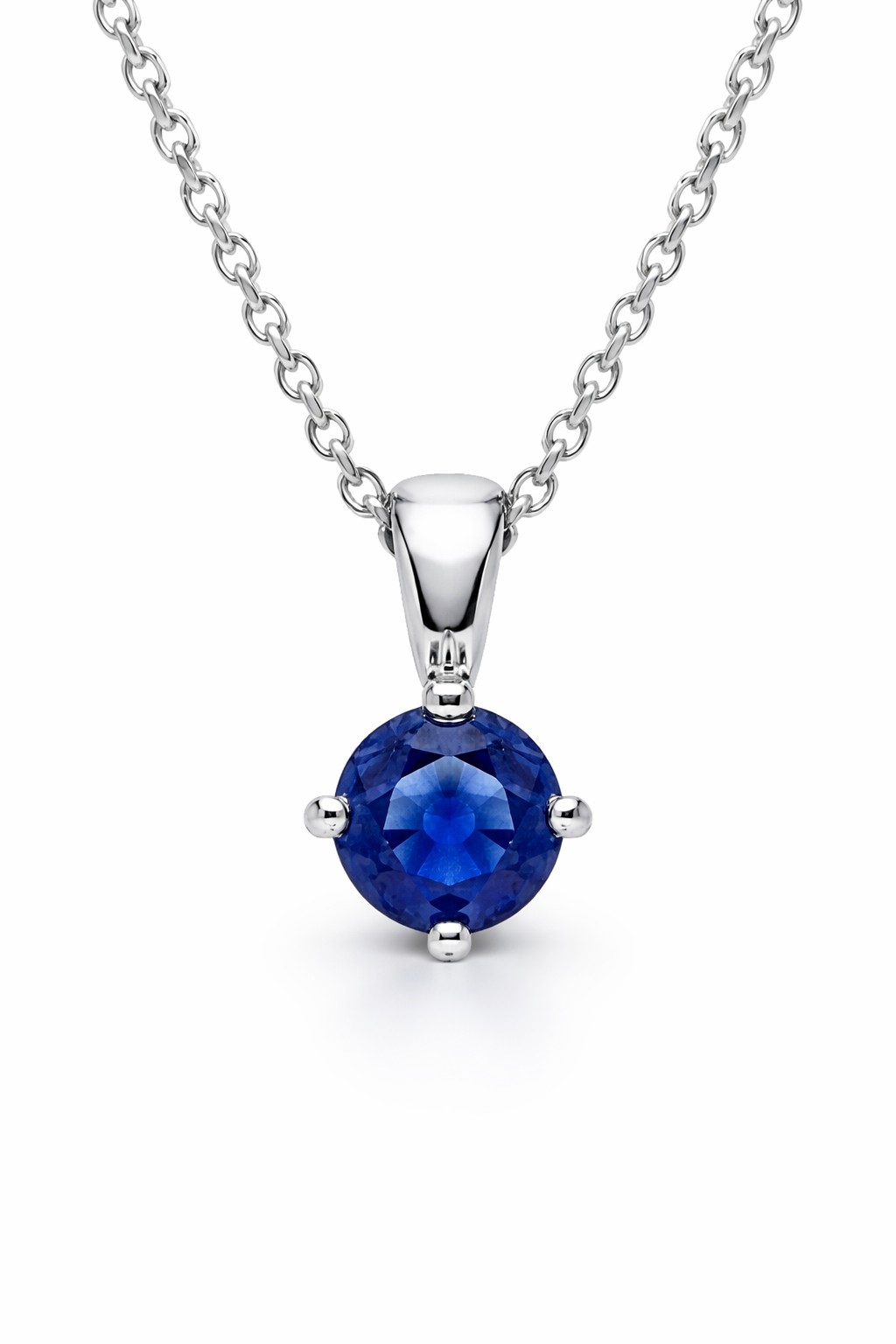 18ct White Gold 0.56ct Sapphire Round Cut Necklace DMN-1808 Image 1