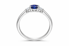 18ct White Gold 0.57ct Sapphire Diamond Oval Trilogy Ring DMN-1990 Image 2
