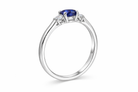 18ct White Gold 0.57ct Sapphire Diamond Oval Trilogy Ring DMN-1990 Image 3