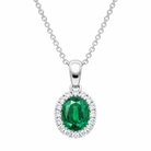 18ct White Gold 0.58ct Emerald Diamond Oval Necklace DMN-1992 Image 1
