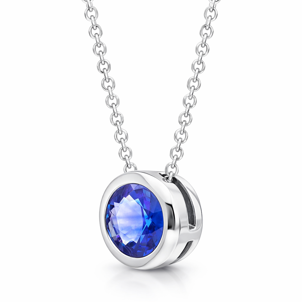 18ct White Gold 0.58ct Sapphire Martini Slider Necklace DMN-2161 Image 2