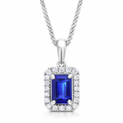 18ct White Gold 0.60ct Sapphire 0.14ct Diamond Pave Necklace DMN-3026 Image 1