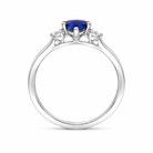 18ct White Gold 0.60ct Sapphire Diamond Oval and Trilliant Cut Three Stone Ring D663 Image 2