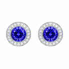 18ct White Gold 0.60ct Tanzanite Diamond Round Stud Earrings DMN-1918 Image 1