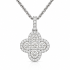 18ct White Gold 0.61ct Round Brilliant Diamond Clover Cluster Pendant & Chain DMN-3053 Image 1