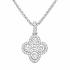 18ct White Gold 0.61ct Round Brilliant Diamond Clover Cluster Pendant & Chain DMN-3053 Image 2