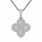 18ct White Gold 0.61ct Round Brilliant Diamond Clover Cluster Pendant & Chain DMN-5000 Image 1