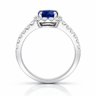 18ct White Gold 0.65ct Sapphire Diamond Halo Shoulder Set Ring H430 Image 3