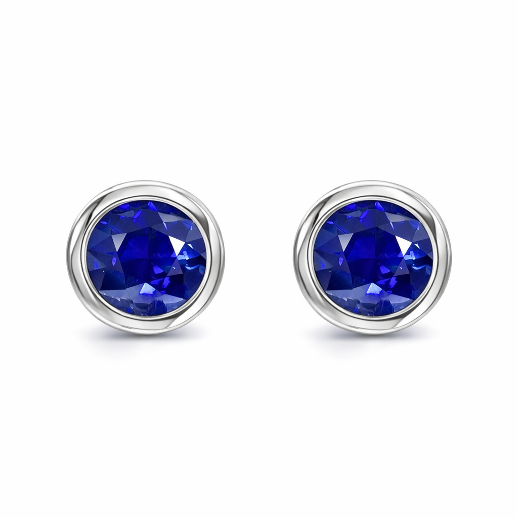 18ct White Gold 0.65ct Sapphire Martini Stud Earrings DMN-2160 Image 1