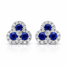 18ct White Gold 0.66ct Sapphire and Diamond Cluster Earrings DMN-161 Image 3