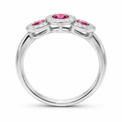 18ct White Gold 0.67ct Ruby Diamond Trilogy Cluster Ring DMN-1794 Image 2