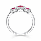 18ct White Gold 0.67ct Ruby Diamond Trilogy Cluster Ring DMN-1919 Image 2