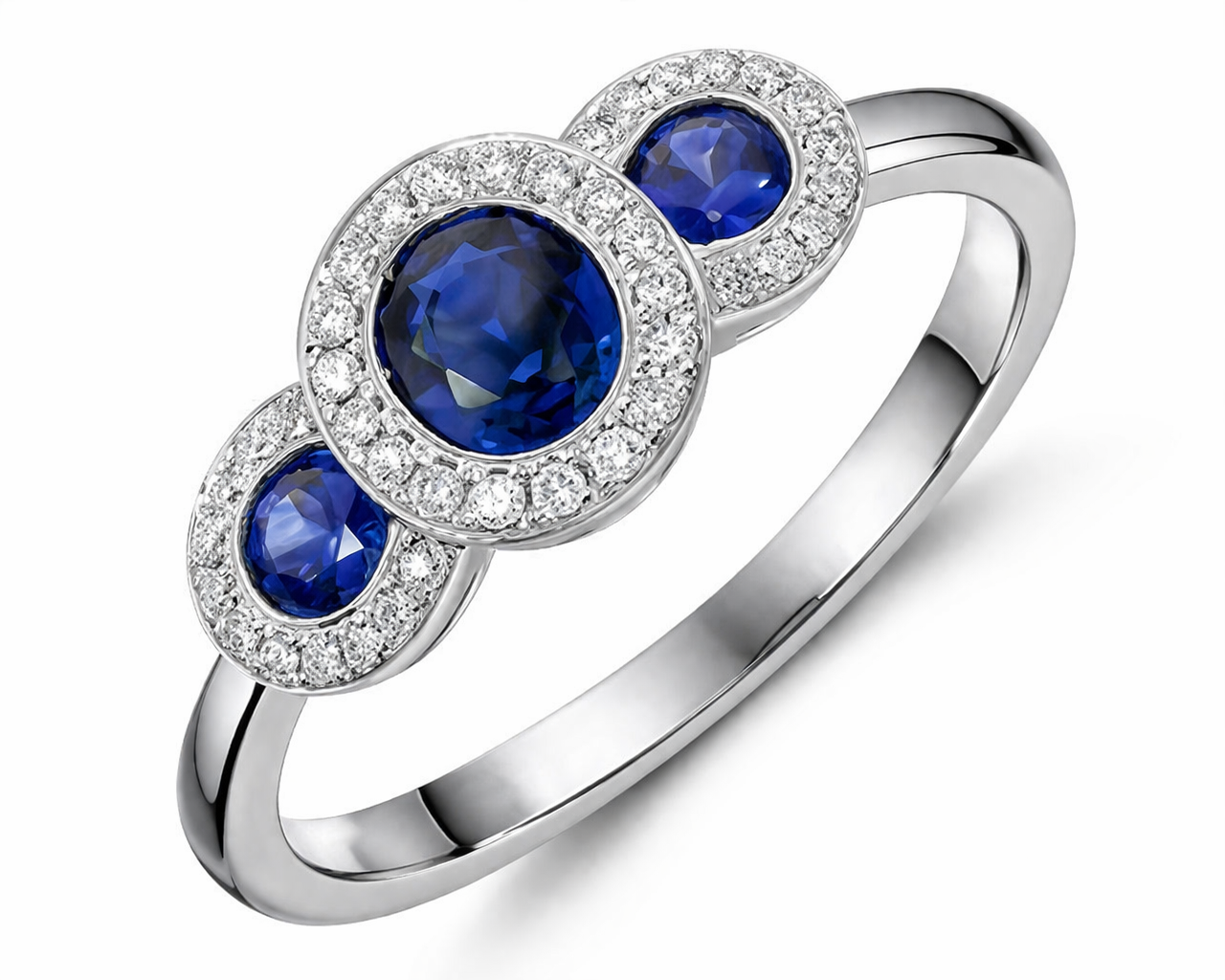 18ct White Gold 0.68ct Sapphire Diamond Ring DMN-1964 Image 1