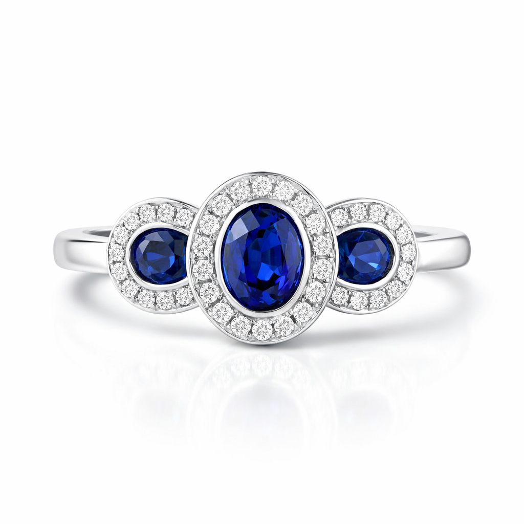 18ct White Gold 0.68ct Sapphire Diamond Ring DMN-1964 Image 3