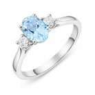18ct White Gold 0.70ct Aquamarine and Diamond Three Stone Ring DMN-2207 Image 1