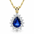 18ct White Gold 0.70ct Sapphire 0.23ct Diamond Cluster Pear Necklace DMN-1395 Image 1