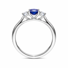 18ct White Gold 0.70ct Sapphire Diamond Oval Trilogy Ring DMN-1244 Image 2