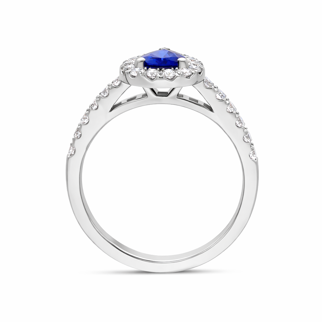 18ct White Gold 0.71ct Sapphire and Diamond Pear Ring DMN-1939 Image 2
