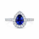 18ct White Gold 0.71ct Sapphire and Diamond Pear Ring DMN-1939 Image 3