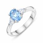 18ct White Gold 0.72ct Aquamarine 0.22ct Diamond Three Stone Ring 58650AQ Image 1