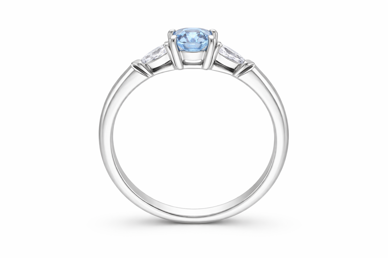 18ct White Gold 0.72ct Aquamarine 0.22ct Diamond Three Stone Ring 58650AQ Image 3