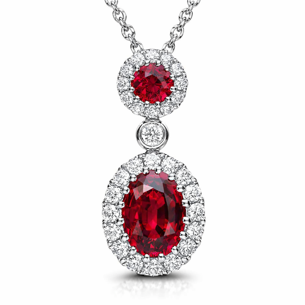 18ct White Gold 0.72ct Ruby and Diamond Necklace DMN-1400 Image 1