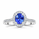 18ct White Gold 0.72ct Sapphire 0.19ct Diamond Halo Ring DMN-2953 Image 2