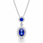 18ct White Gold 0.72ct Sapphire 0.21ct Diamond Drop Necklace DMN-1381 Image 2