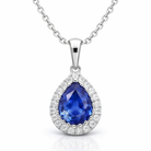 18ct White Gold 0.72ct Sapphire Diamond Pear Cluster Necklace DMN-1772 Image 1