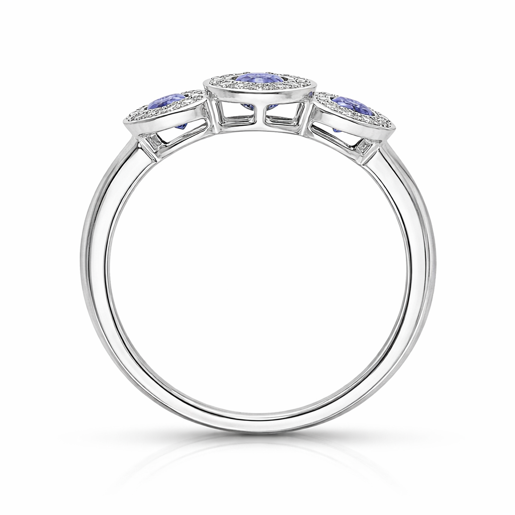 18ct White Gold 0.72ct Sapphire Diamond Ring F33 Image 3