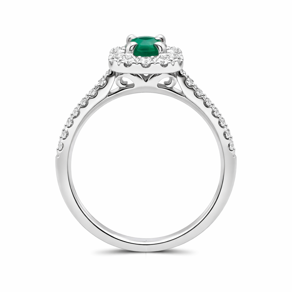 18ct White Gold 0.75ct Emerald Diamond Oval Cut Ring DMN-1790 Image 2