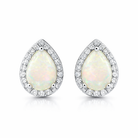18ct White Gold 0.75ct Opal Diamond Pear Stud Earrings DMN-1773 Image 1