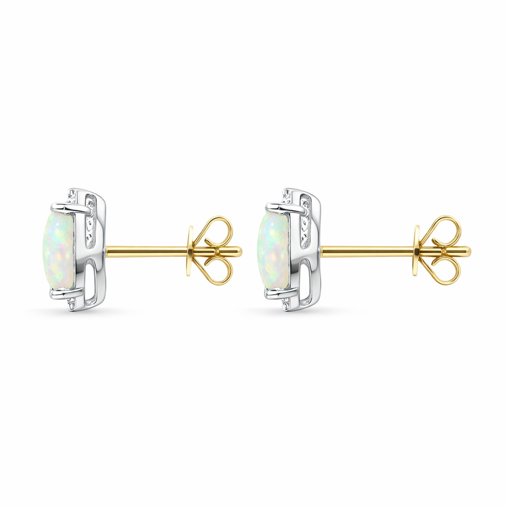18ct White Gold 0.75ct Opal Diamond Pear Stud Earrings DMN-1773 Image 2