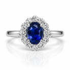 18ct White Gold 0.75ct Sapphire Diamond Halo Ring G1955 Image 2