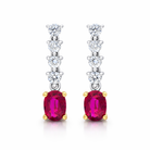 18ct White Gold 0.76ct Ruby 0.31ct Diamond Drop Earrings DMN-1394 Image 1