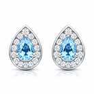 18ct White Gold 0.80ct Aquamarine Diamond Pear Stud Earrings DMN-1932 Image 1