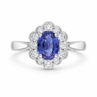 18ct White Gold 0.80ct Sapphire Diamond Oval Cluster Halo Ring 24991 Image 2
