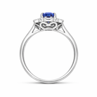 18ct White Gold 0.80ct Sapphire Diamond Oval Cluster Halo Ring 24991 Image 3