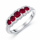 18ct White Gold 0.82ct Ruby Diamond Graduating Cluster Ring DMN-966 Image 1