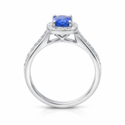 18ct White Gold 0.85ct Sapphire Diamond Cushion Cluster Ring DMN-1802 Image 2