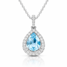 18ct White Gold 0.86ct Aquamarine 0.21ct Diamond Pear Cut Necklace DMN-1935 Image 1