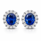 18ct White Gold 0.86ct Sapphire and Diamond Oval Stud Earrings DMN-154 Image 1