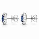 18ct White Gold 0.86ct Sapphire and Diamond Oval Stud Earrings DMN-154 Image 2