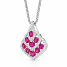 18ct White Gold 0.87ct Ruby 0.22ct Diamond Teardrop Necklace K201 Image 2