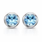18ct White Gold 0.88ct Aquamarine Solitaire Stud Earrings 12850A3 Image 1