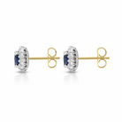 18ct White Gold 0.94ct Sapphire Diamond Oval Cluster Earrings DMN-259 Image 2