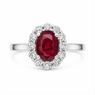 18ct White Gold 0.98ct Ruby Diamond Oval Cluster Halo Ring G765 Image 2